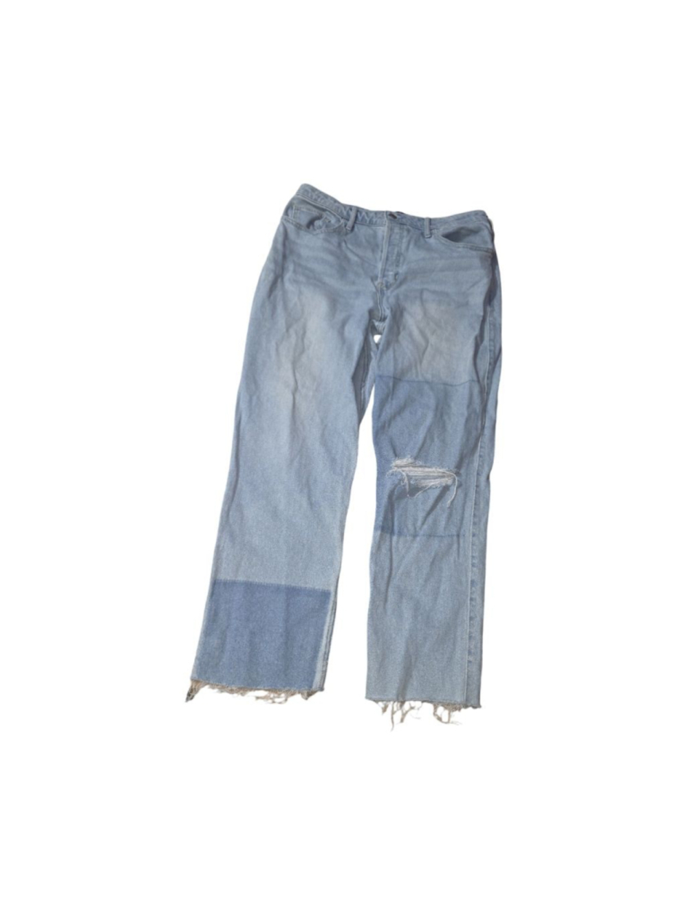 Women's Hollister Straight Leg Jeans W32 L29 Light Blue Patchwork